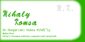 mihaly komsa business card